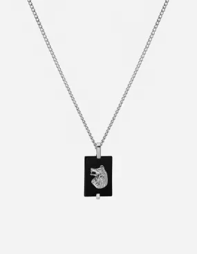 Wolf Onyx Necklace, Sterling Silver