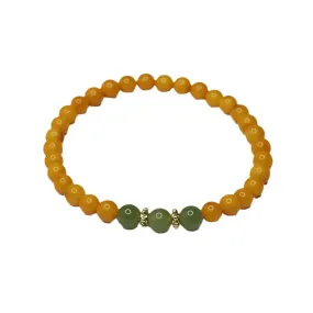 Women's Beeswax Bracelet with Honey Amber and Jade
