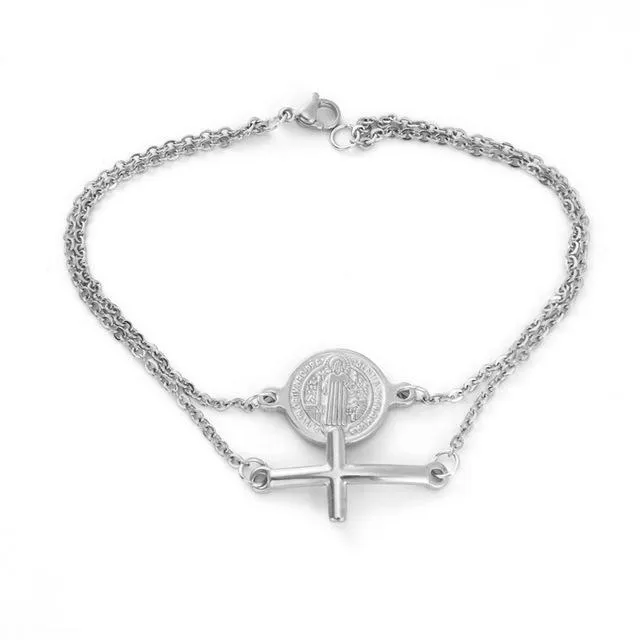 Women's Cross Bracelet <br> St Benedict Medal