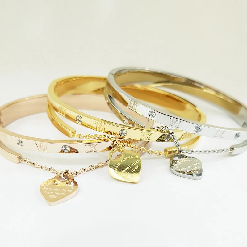 Women's Gold Titanium Steel Lettering Bracelet