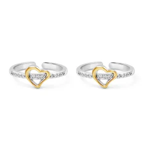 Zarkan Golden Love Silver Toe Rings