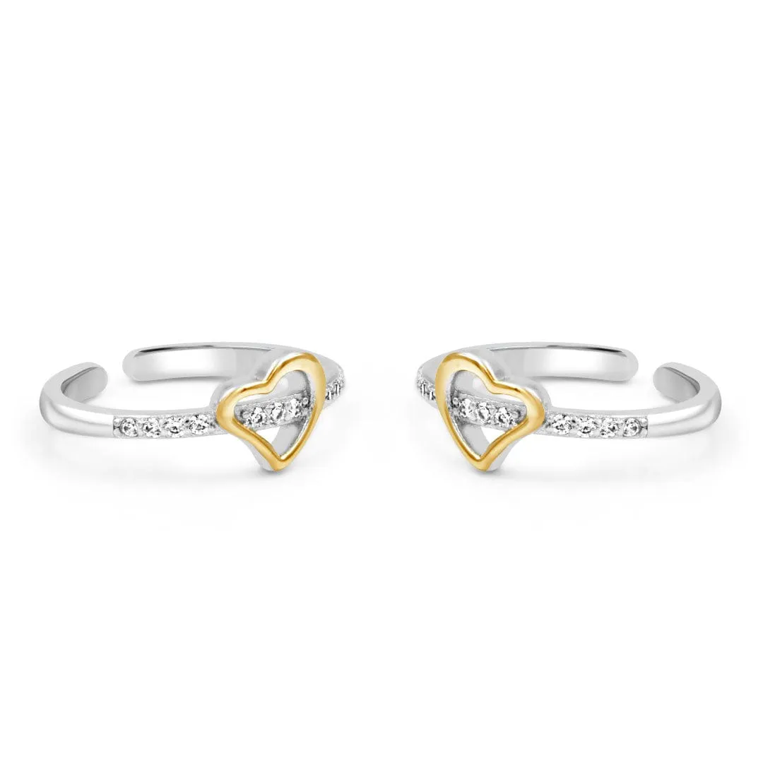 Zarkan Golden Love Silver Toe Rings