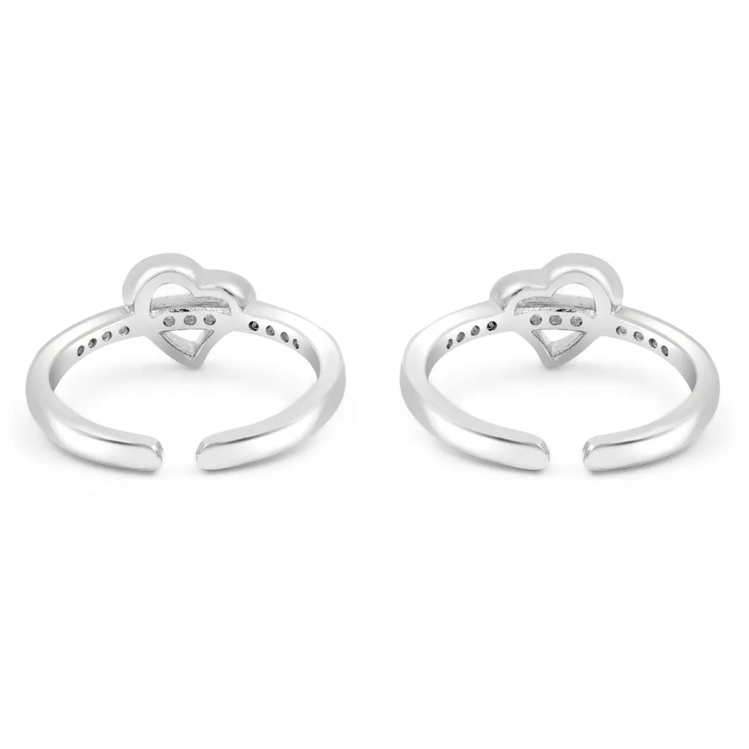 Zarkan Golden Love Silver Toe Rings